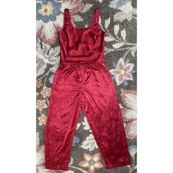 Victoria’s Secret Womens Size Small Satin Pajama Set Tank & Pants Red Print - Picture 11 of 11